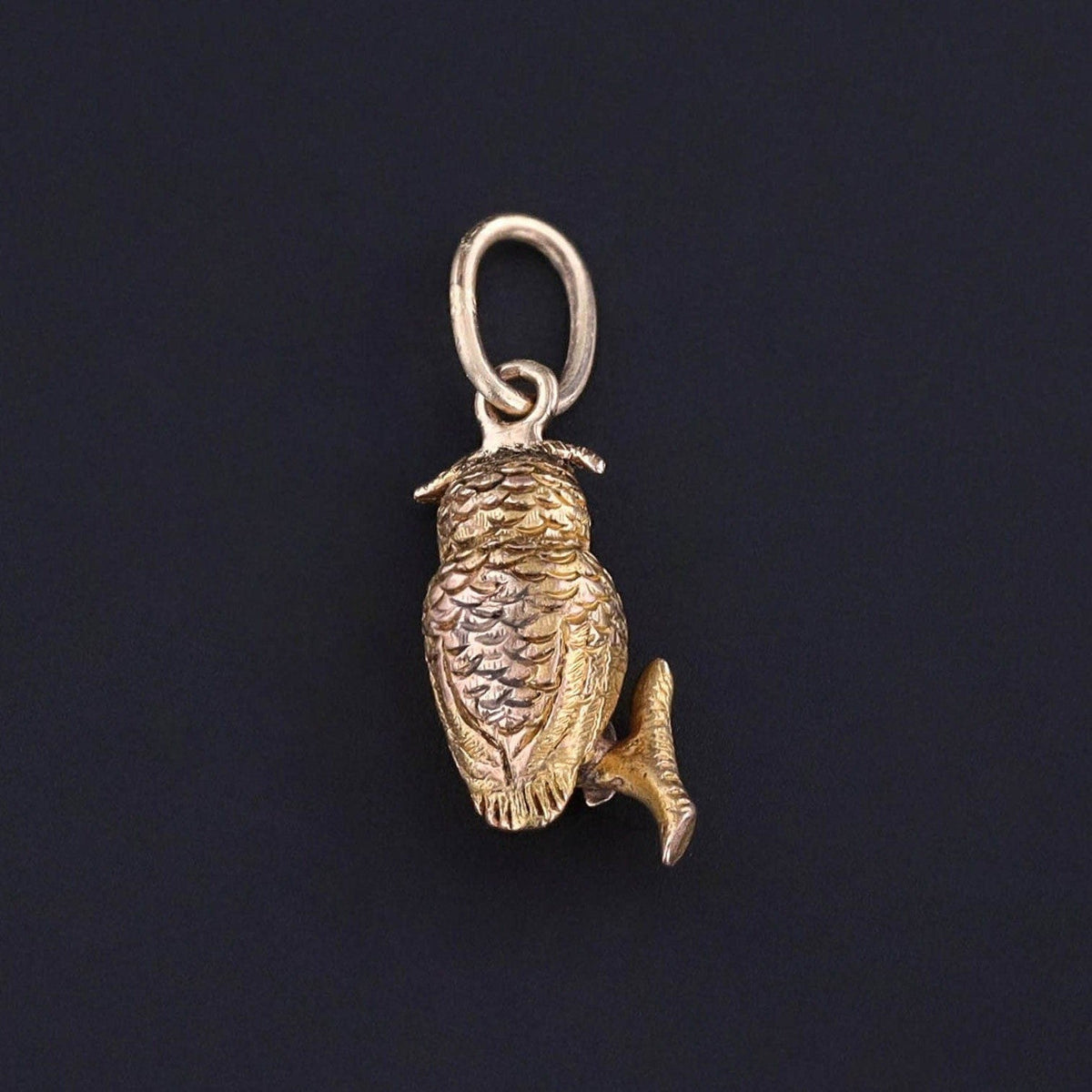 Antique Owl Charm of 14k Gold - Trademark Antiques