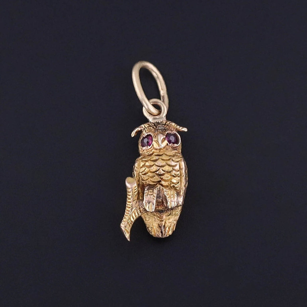 Antique Owl Charm of 14k Gold - Trademark Antiques