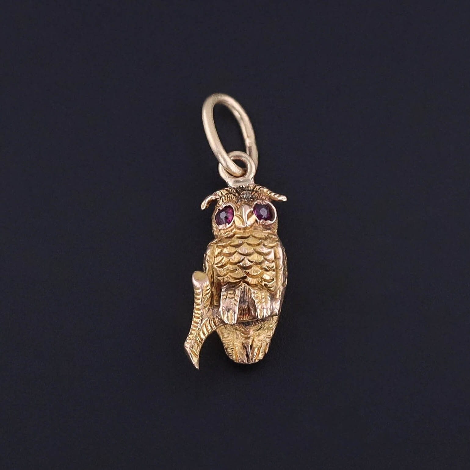 Antique Owl Charm of 14k Gold - Trademark Antiques