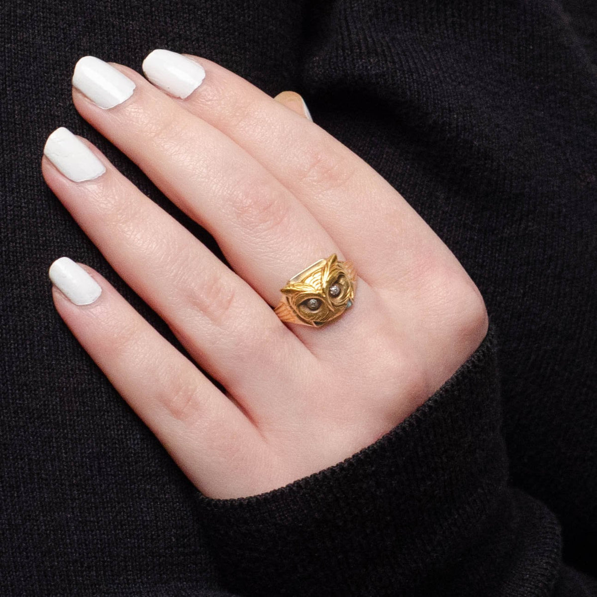 Antique Owl Conversion Ring of 10k Gold - Trademark Antiques