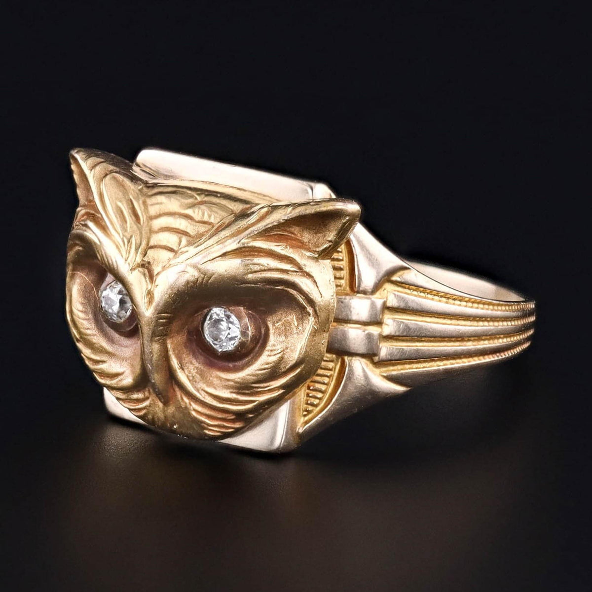 Antique Owl Conversion Ring of 10k Gold - Trademark Antiques