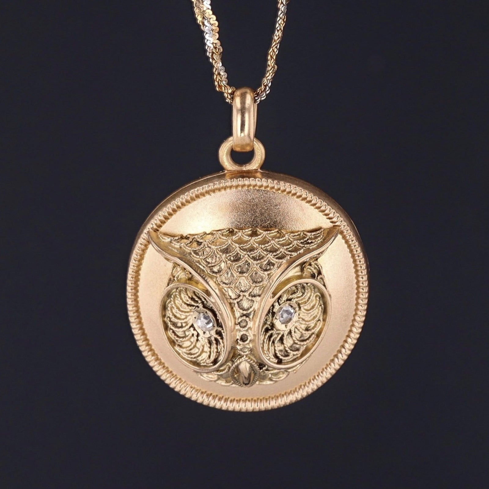Antique Owl Locket | Antique Gold Locket - Trademark Antiques
