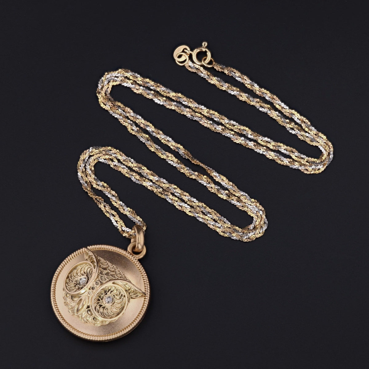 Antique Owl Locket | Antique Gold Locket - Trademark Antiques