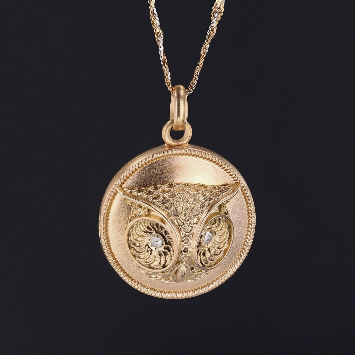 Antique Owl Locket | Antique Gold Locket - Trademark Antiques