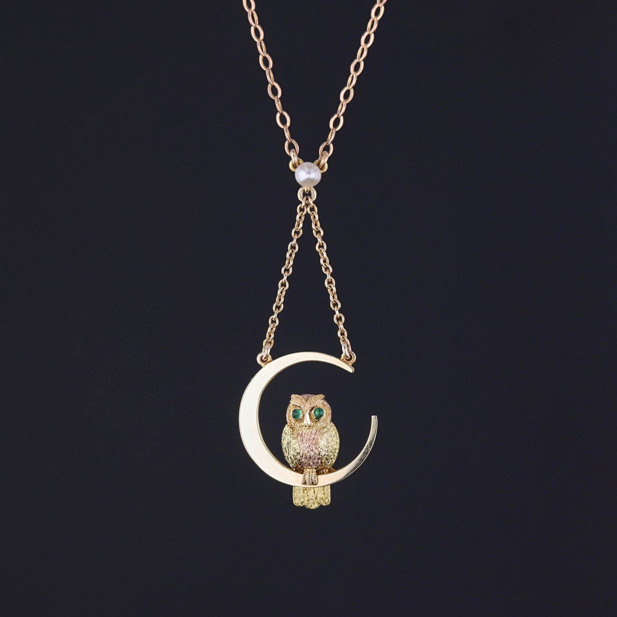 Antique Owl Necklace of 9ct Gold - Trademark Antiques
