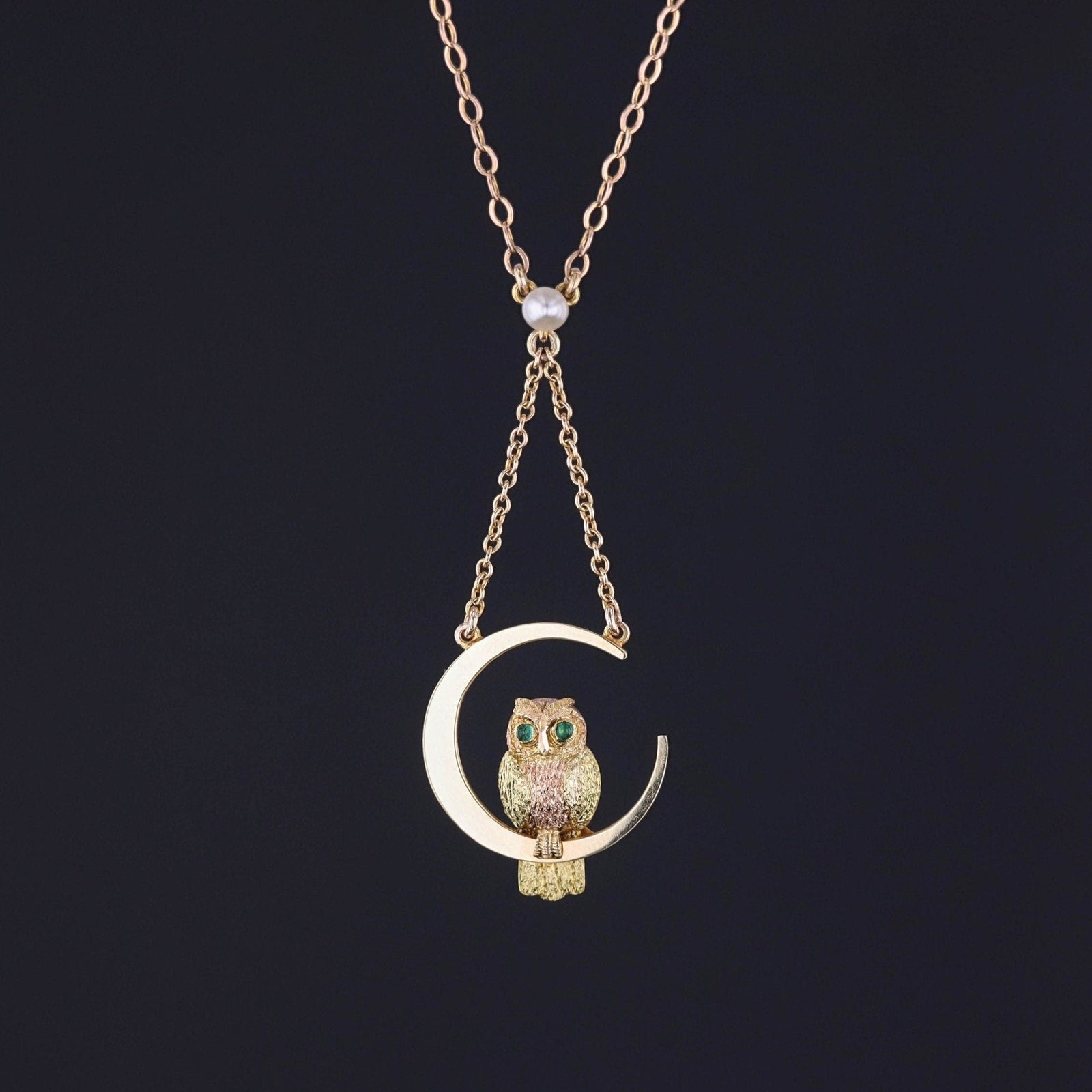Antique Owl Necklace of 9ct Gold - Trademark Antiques