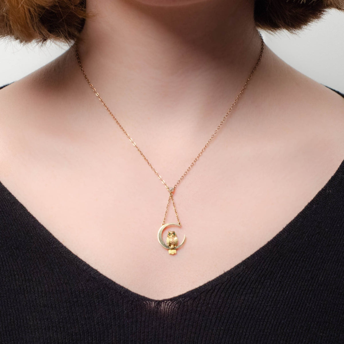 Antique Owl Necklace of 9ct Gold - Trademark Antiques