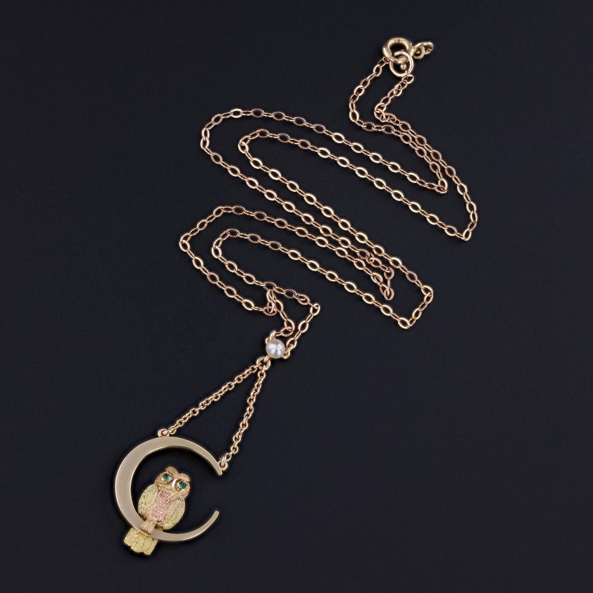 Antique Owl Necklace of 9ct Gold - Trademark Antiques
