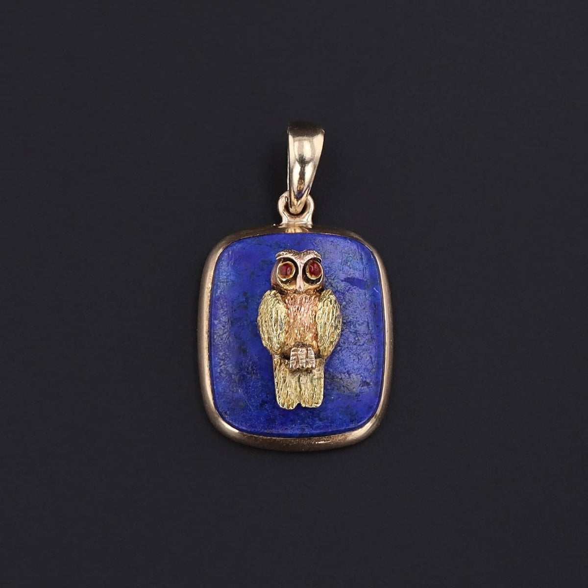 Antique Owl on Lapis Conversion Pendant - Trademark Antiques