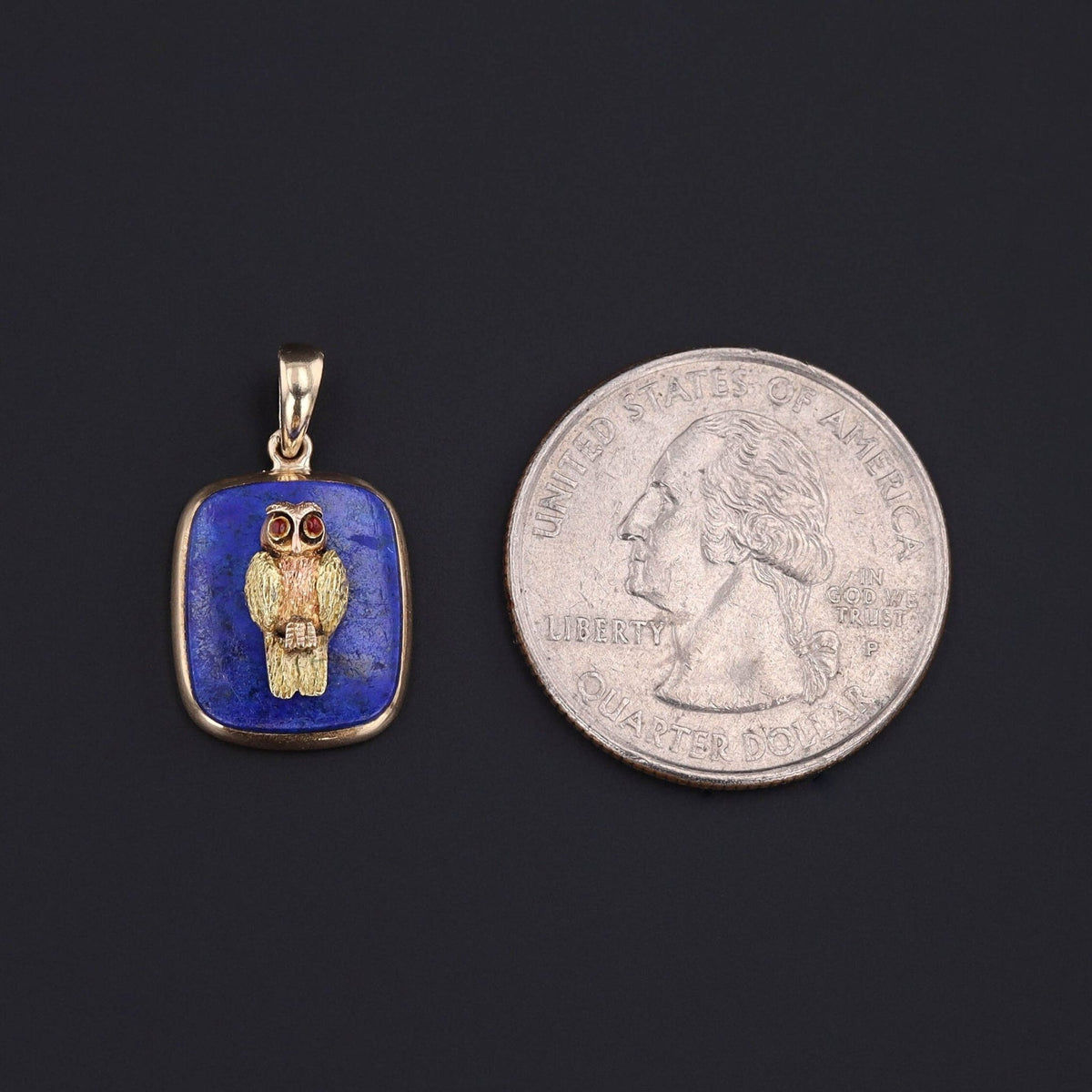 Antique Owl on Lapis Conversion Pendant - Trademark Antiques
