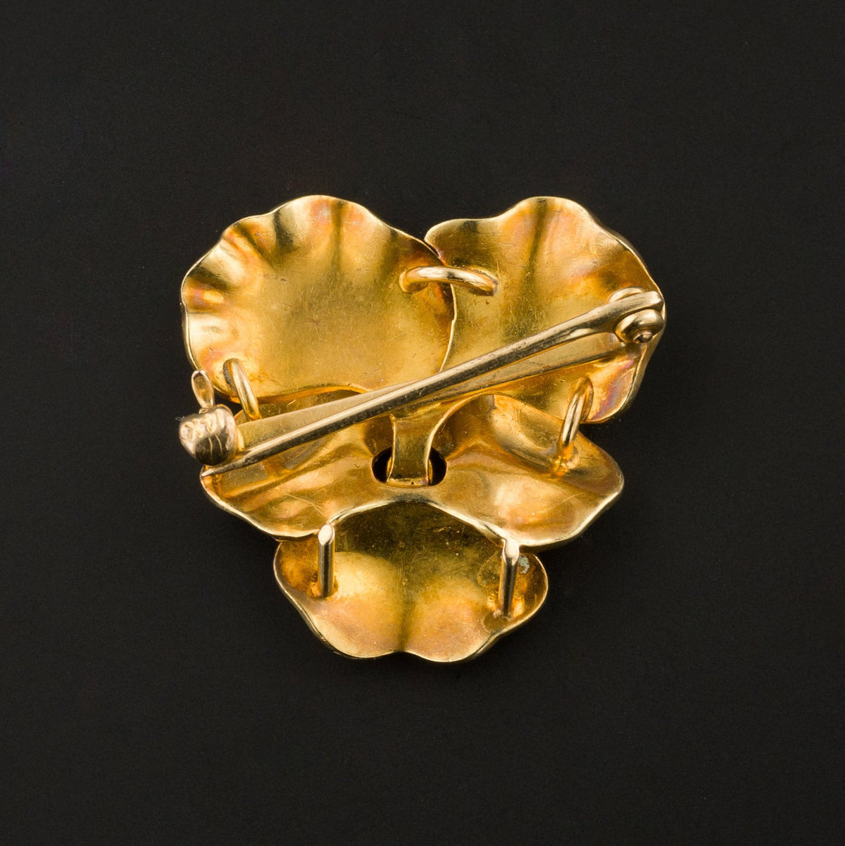 Antique Pansy Brooch | Antique Enamel Pansy with Pearls &amp; Diamond - Trademark Antiques