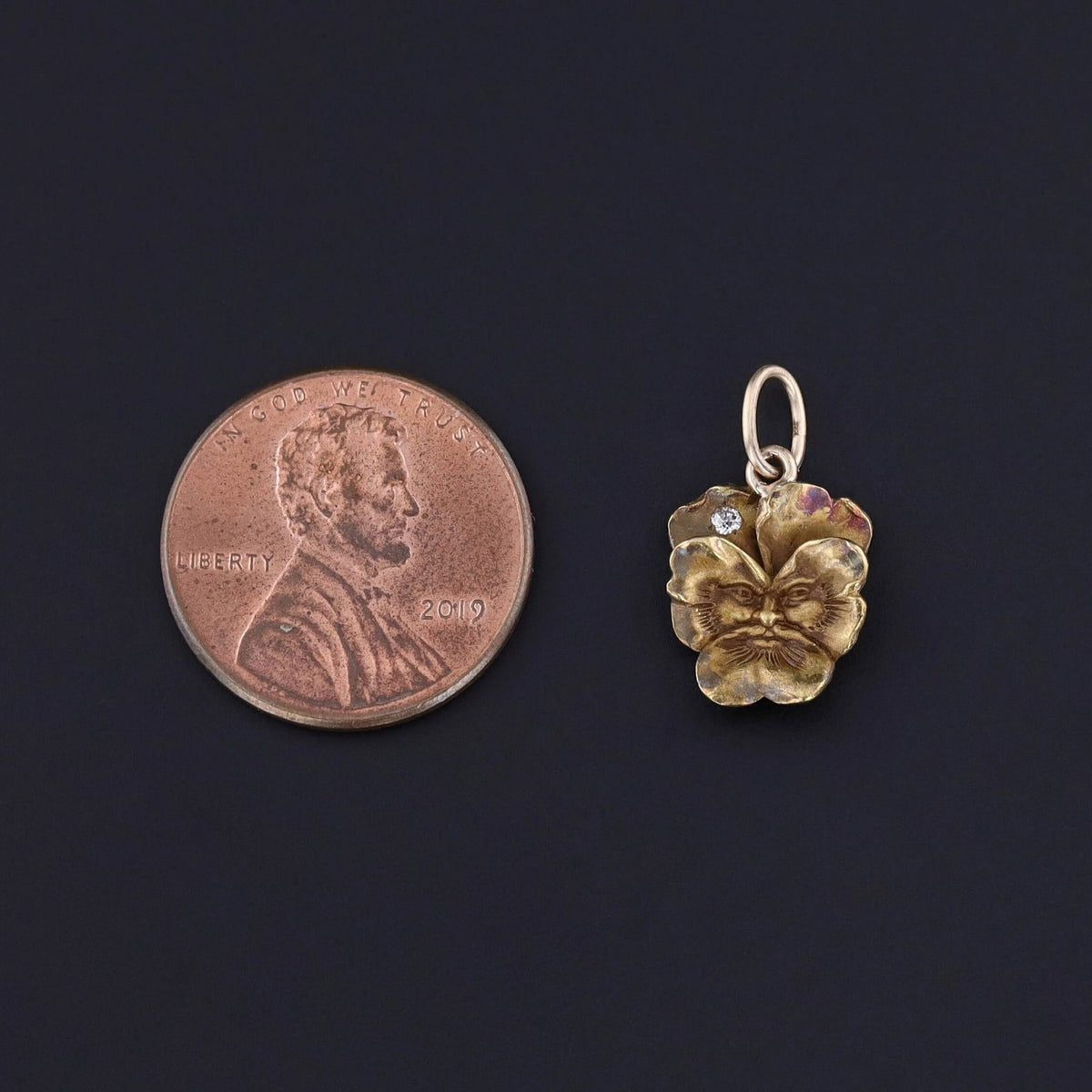 Antique Pansy Man Charm of 14k Gold - Trademark Antiques