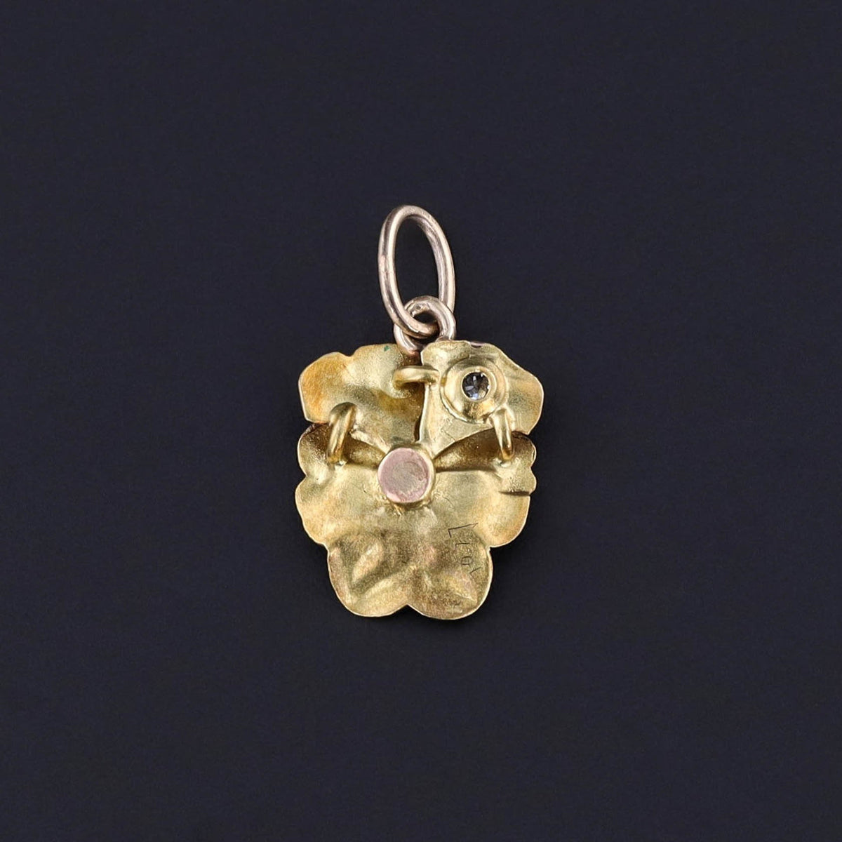 Antique Pansy Man Charm of 14k Gold - Trademark Antiques