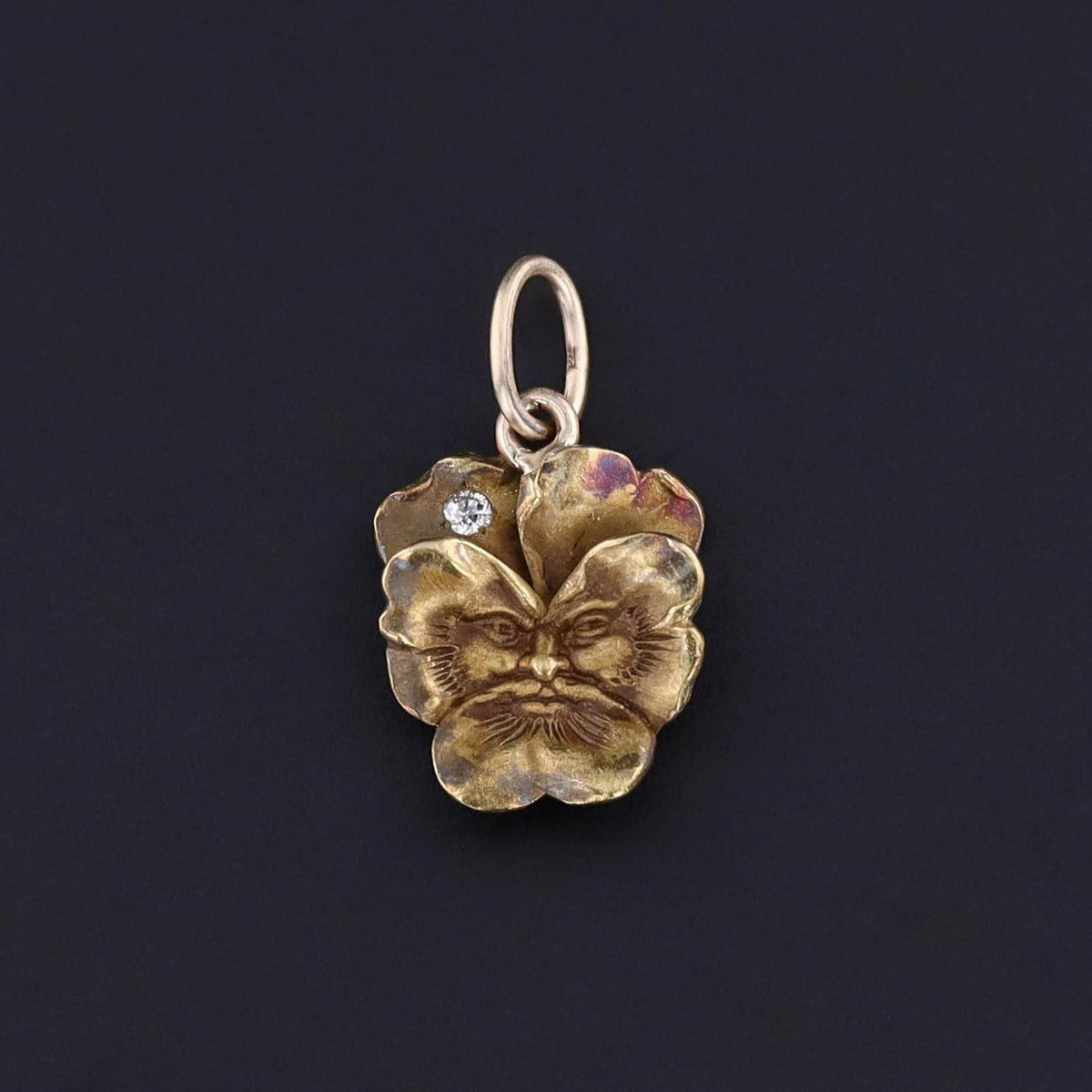 Antique Pansy Man Charm of 14k Gold - Trademark Antiques
