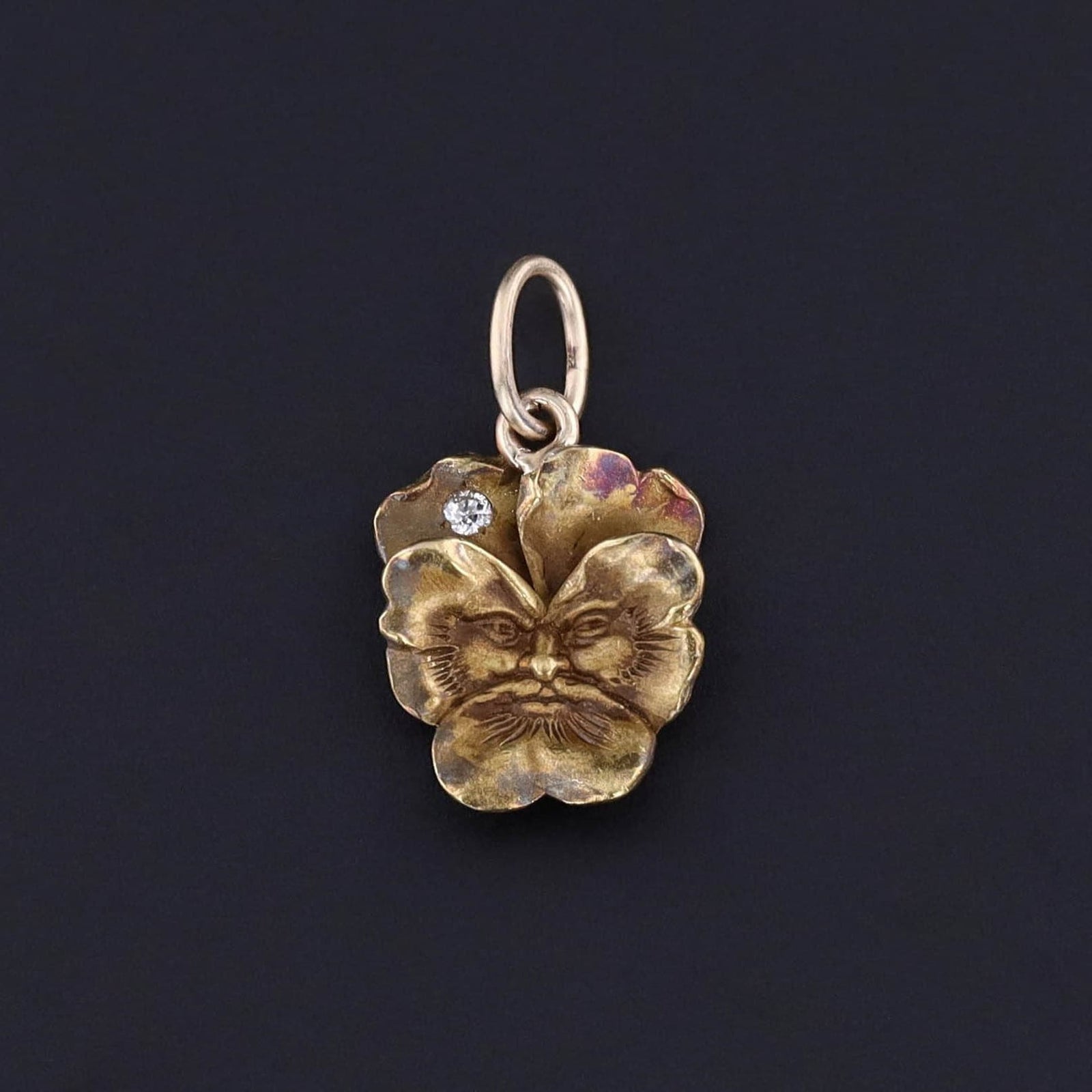 Antique Pansy Man Charm of 14k Gold - Trademark Antiques