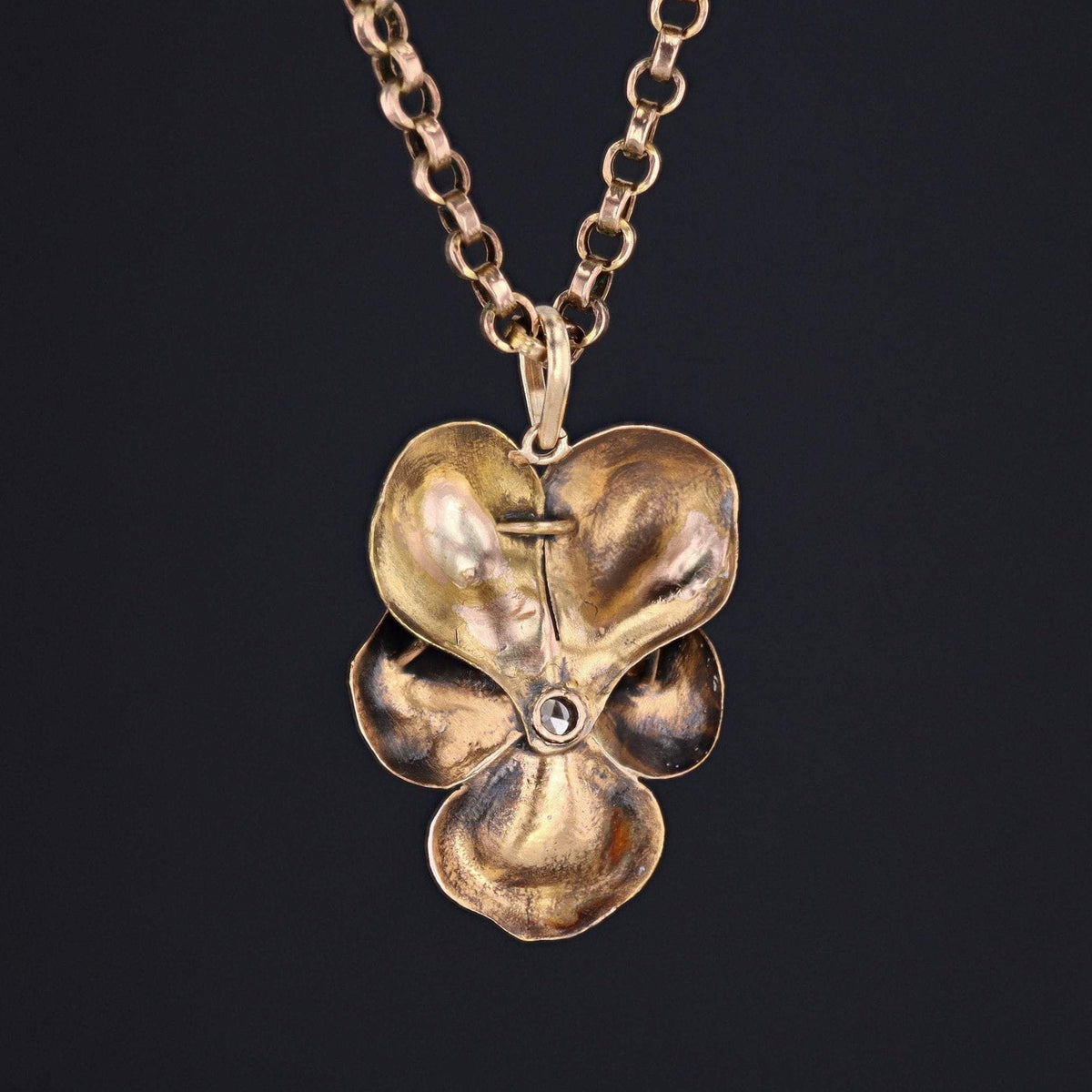 Antique Pansy Pendant | Diamond Pansy Pendant - Trademark Antiques