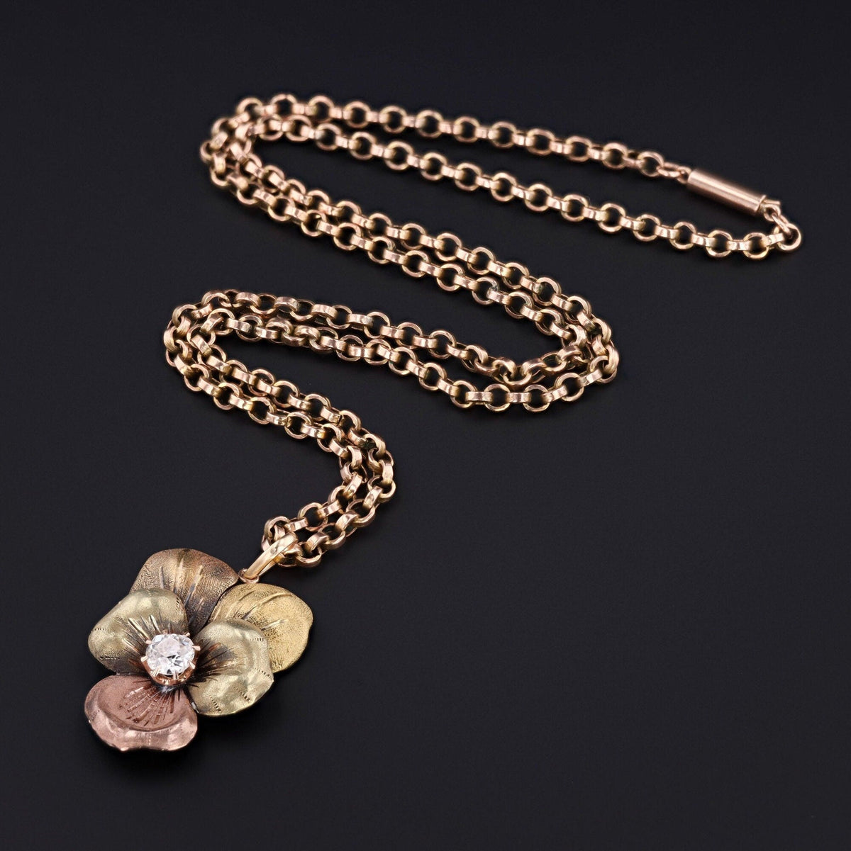 Antique Pansy Pendant | Diamond Pansy Pendant - Trademark Antiques