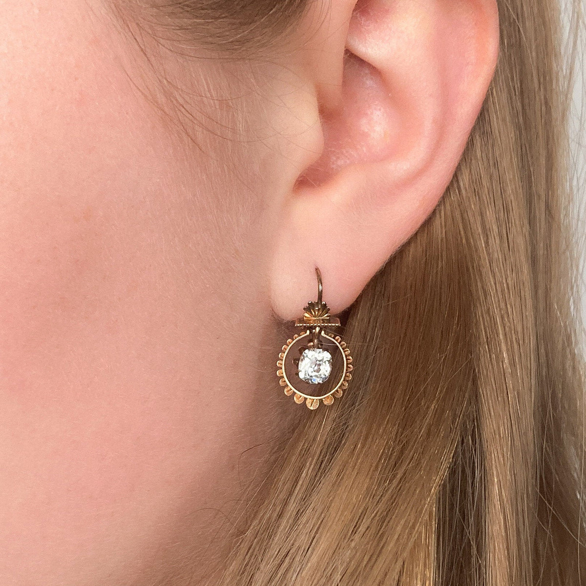 Antique Paste Earrings of 12k Gold - Trademark Antiques