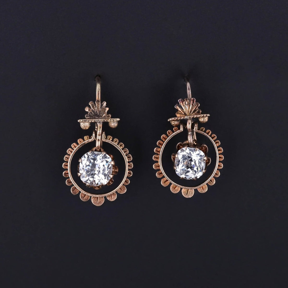 Antique Paste Earrings of 12k Gold - Trademark Antiques