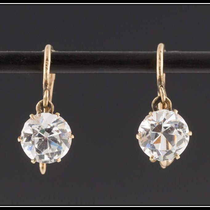 Antique Paste Glass Earrings | 14k Gold & Paste Earrings - Trademark Antiques