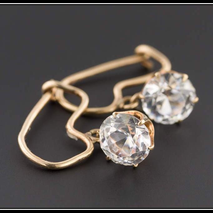 Antique Paste Glass Earrings | 14k Gold &amp; Paste Earrings - Trademark Antiques