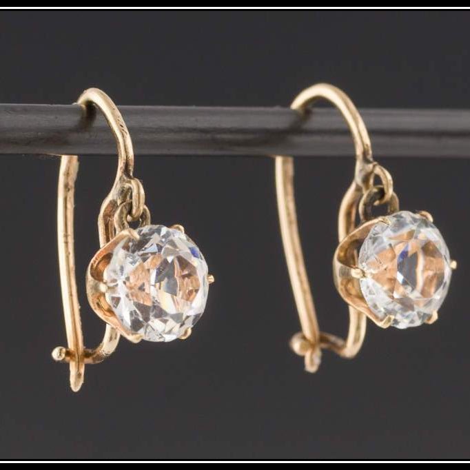 Antique Paste Glass Earrings | 14k Gold &amp; Paste Earrings - Trademark Antiques