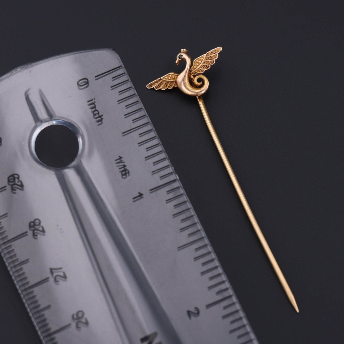 Antique Peacock Stick Pin | 14k Gold Stick Pin - Trademark Antiques