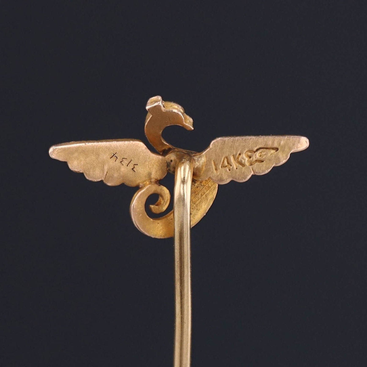 Antique Peacock Stick Pin | 14k Gold Stick Pin - Trademark Antiques