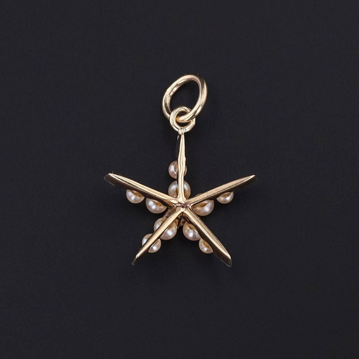 Antique Pearl and Diamond Star Conversion Charm Platinum Topped 14k Gold - Trademark Antiques