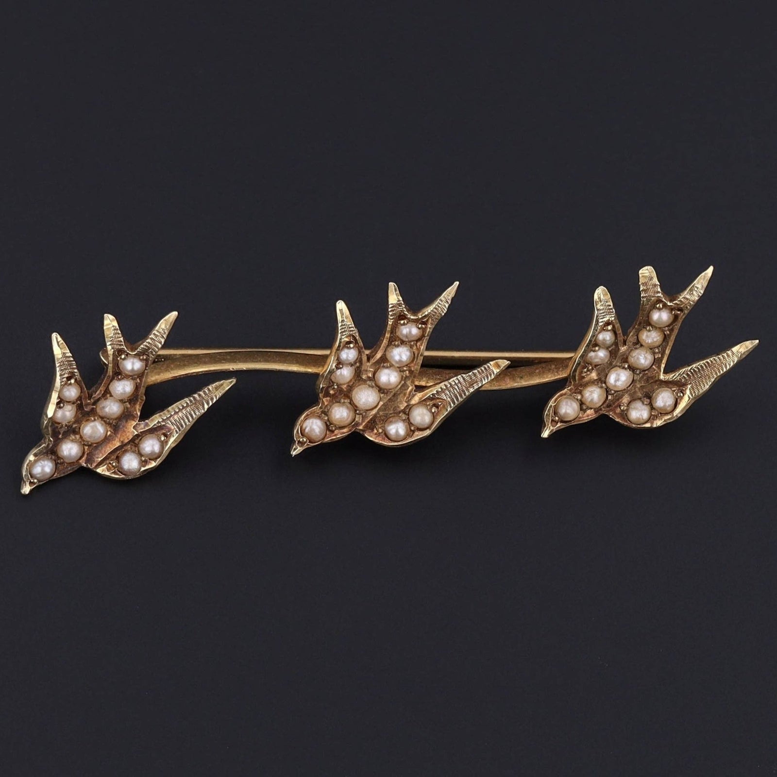 Antique Pearl Bird Brooch | Antique Swallow Brooch - Trademark Antiques