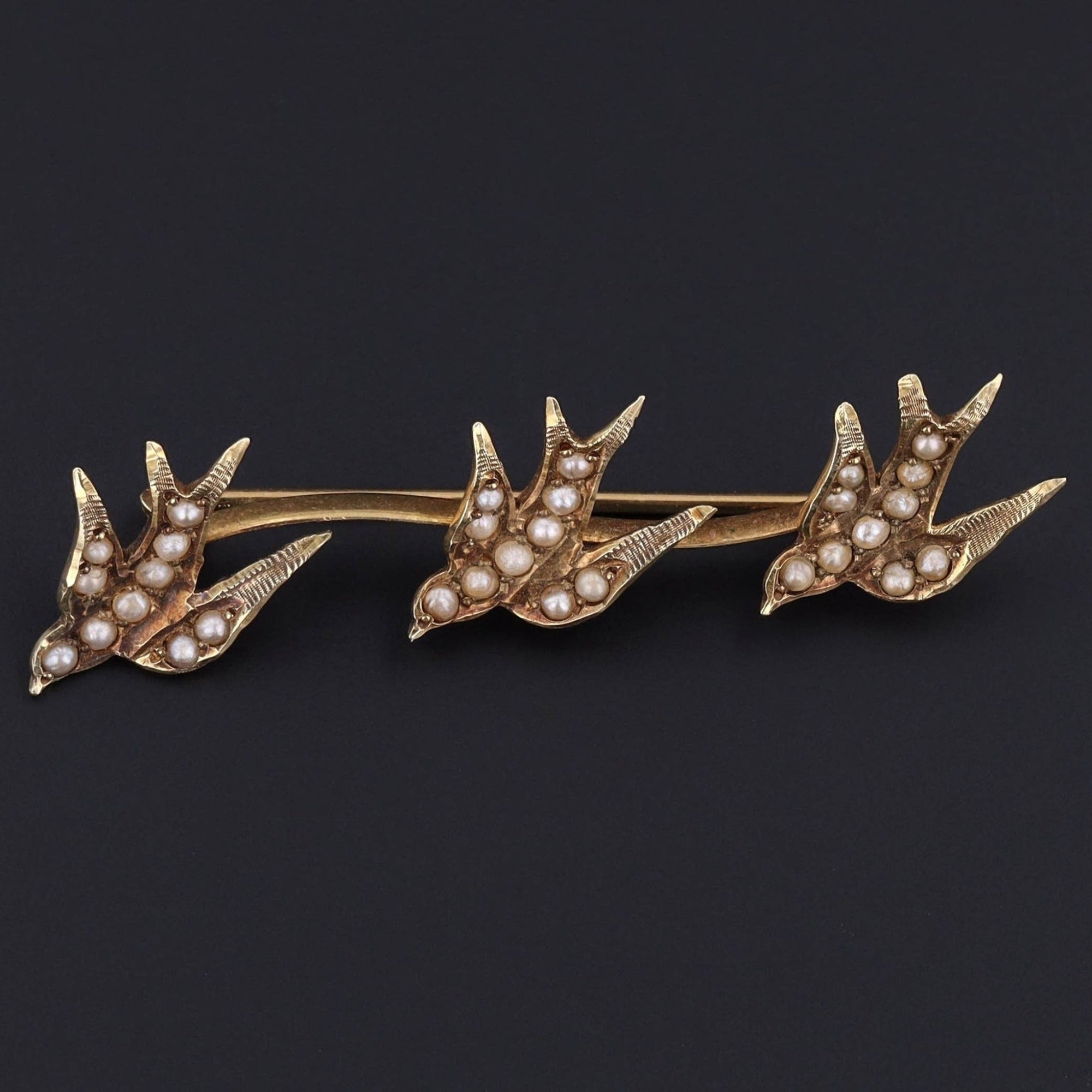 Antique Pearl Bird Brooch | Antique Swallow Brooch - Trademark Antiques