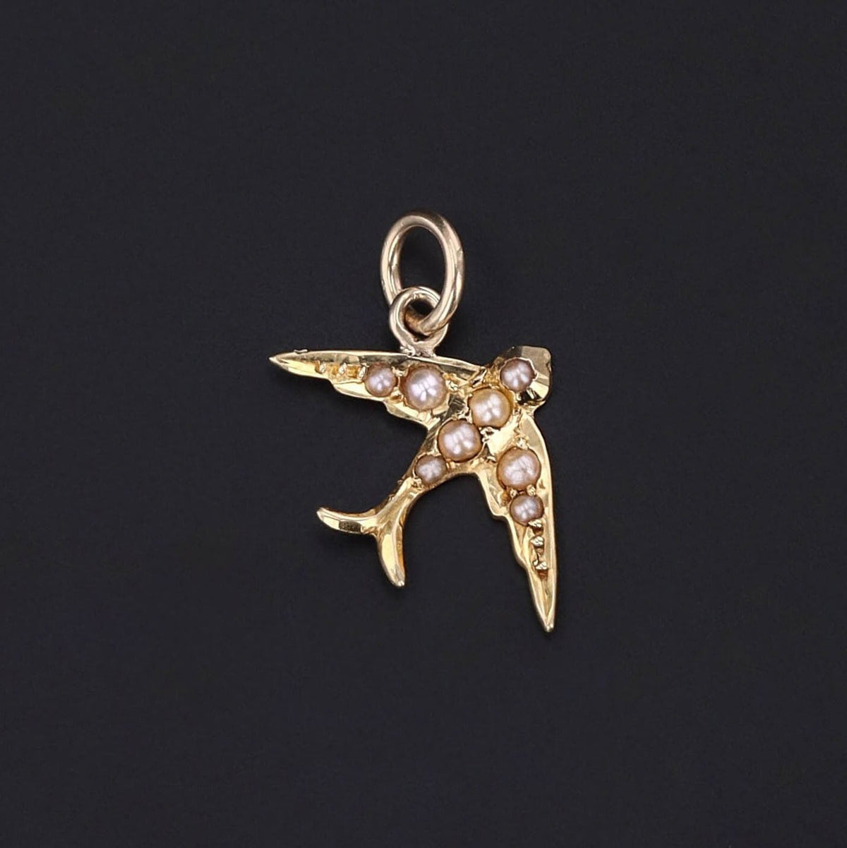 Antique Pearl Bird Charm of 14k Gold - Trademark Antiques