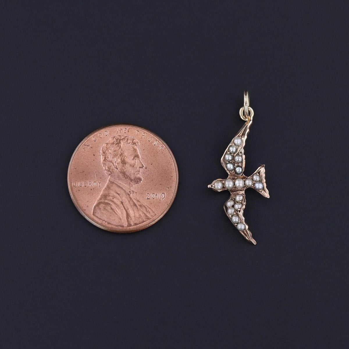 Antique Pearl Bird Pendant or Charm of 9ct Gold - Trademark Antiques