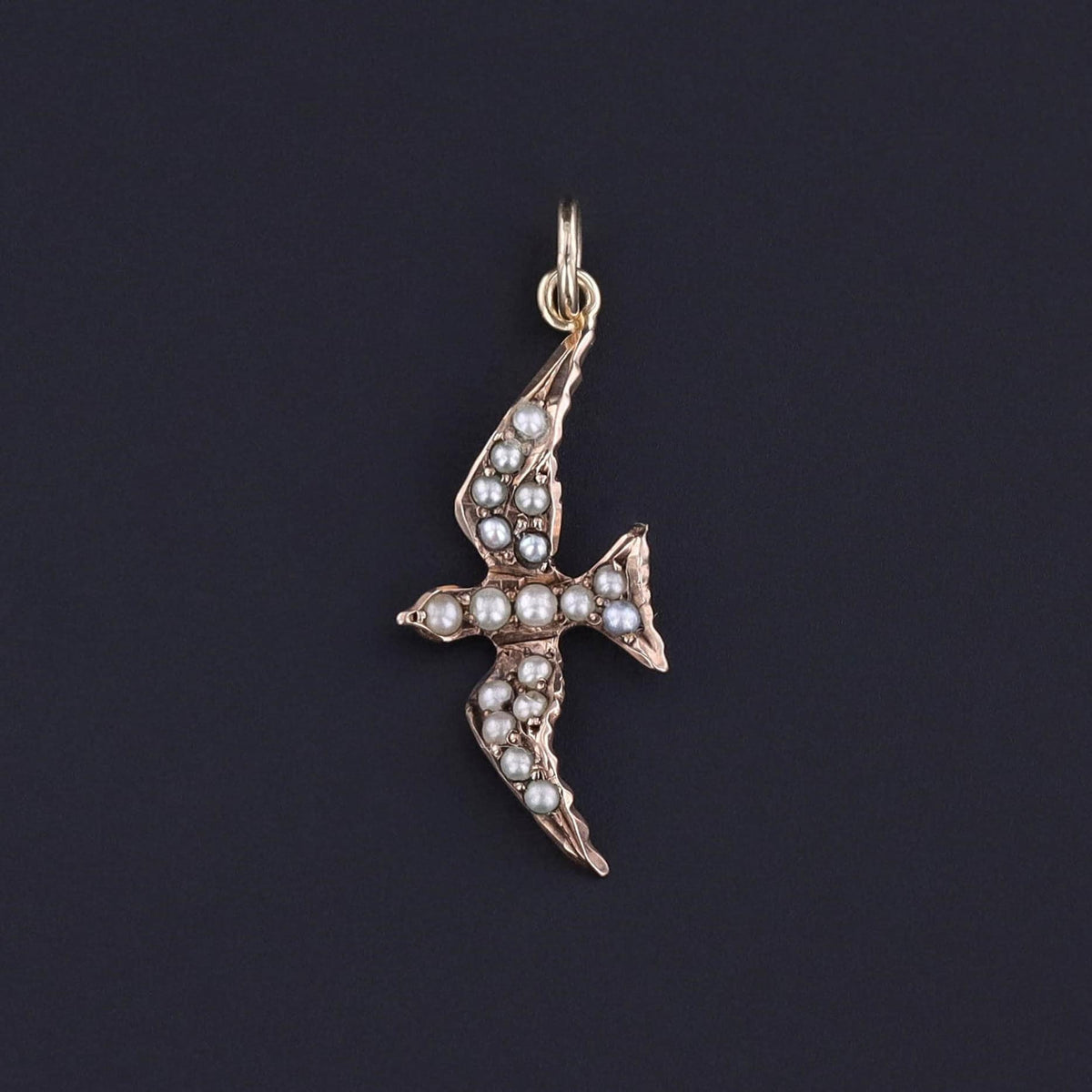Antique Pearl Bird Pendant or Charm of 9ct Gold - Trademark Antiques