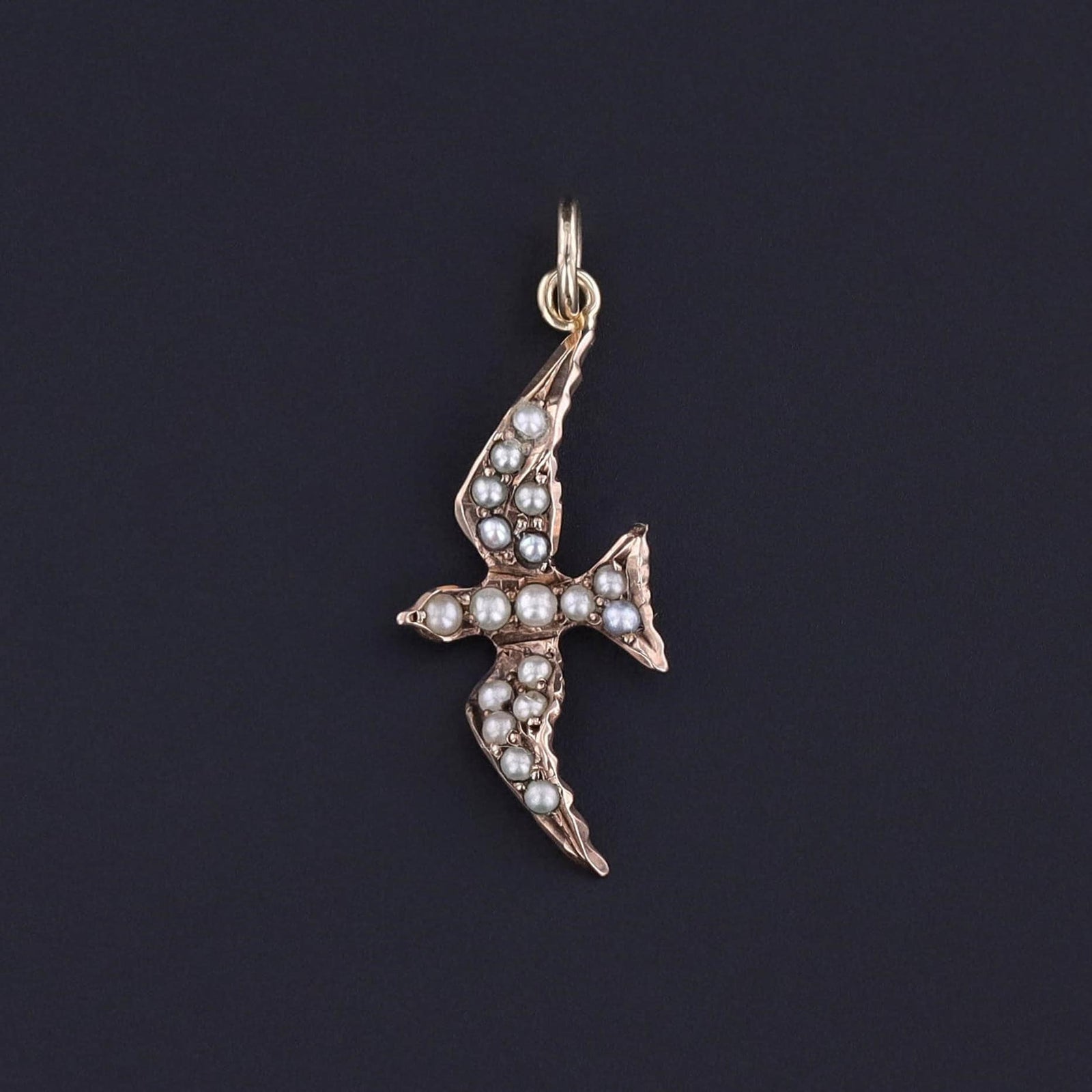 Antique Pearl Bird Pendant or Charm of 9ct Gold - Trademark Antiques