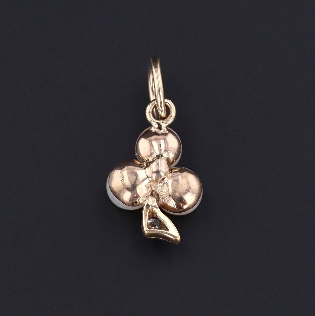 Antique Pearl Clover Charm of 14k Gold - Trademark Antiques