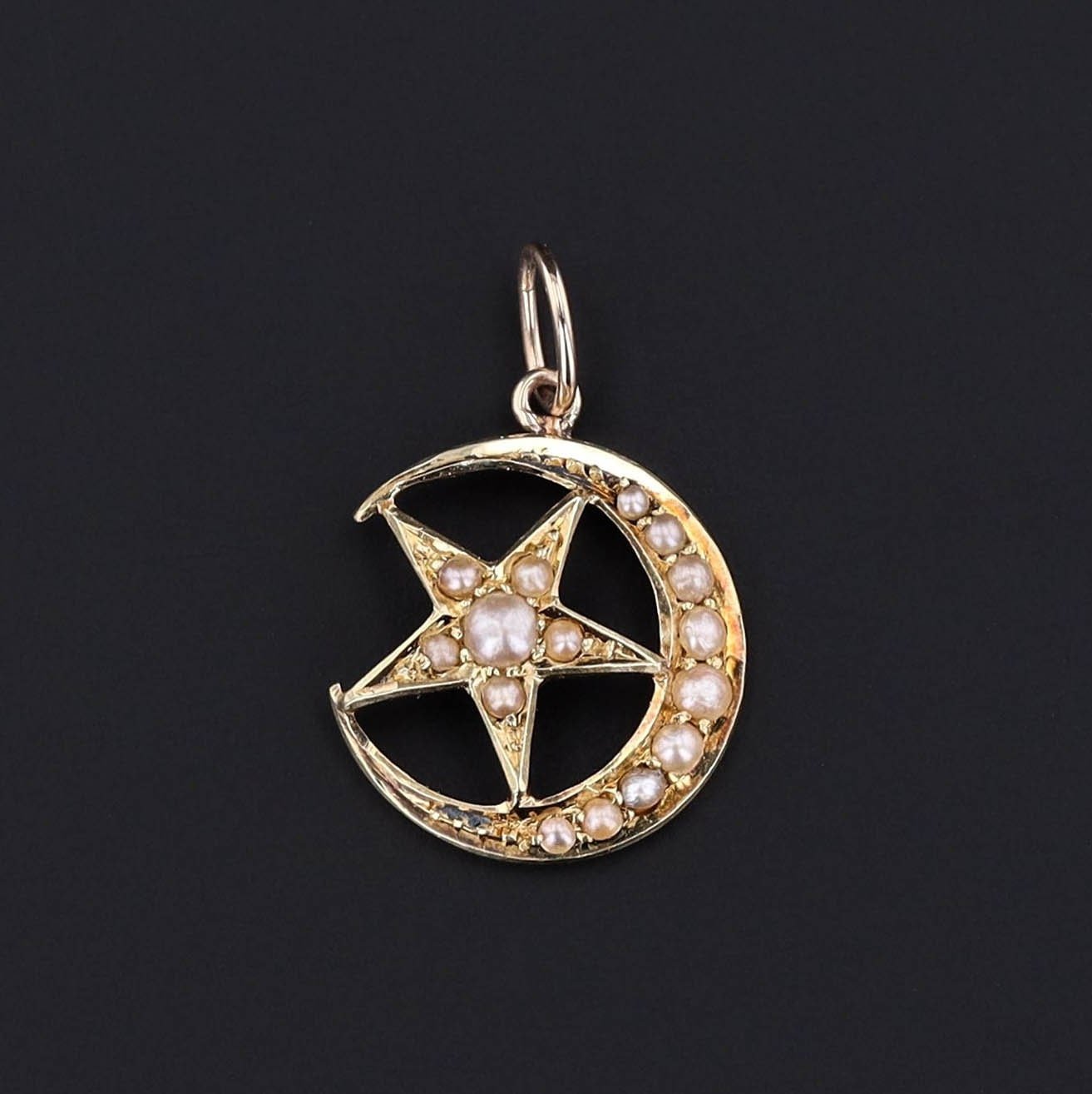 Antique Pearl Crescent Conversion Pendant of 15ct Gold - Trademark Antiques
