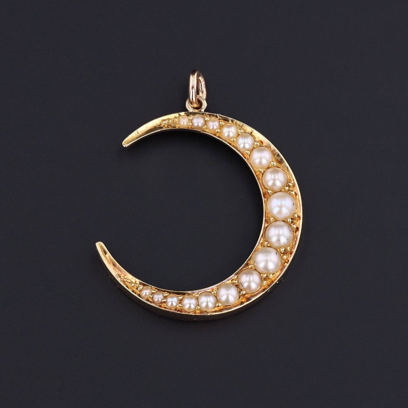 Antique Pearl Crescent Pendant of 14k Gold - Trademark Antiques