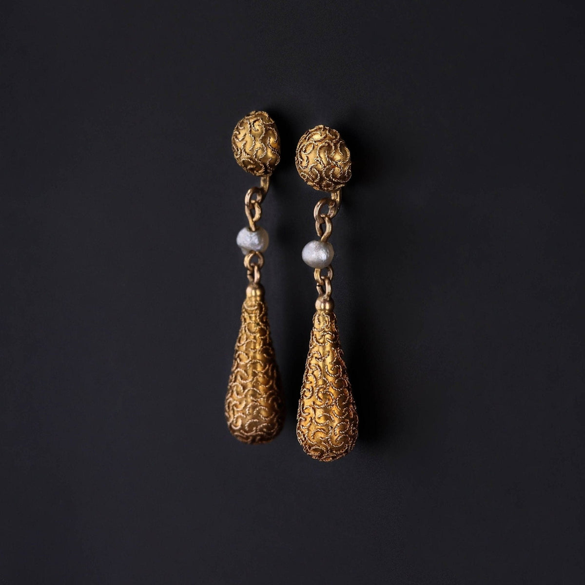 Antique Pearl Dangle Earrings of 10k Gold - Trademark Antiques