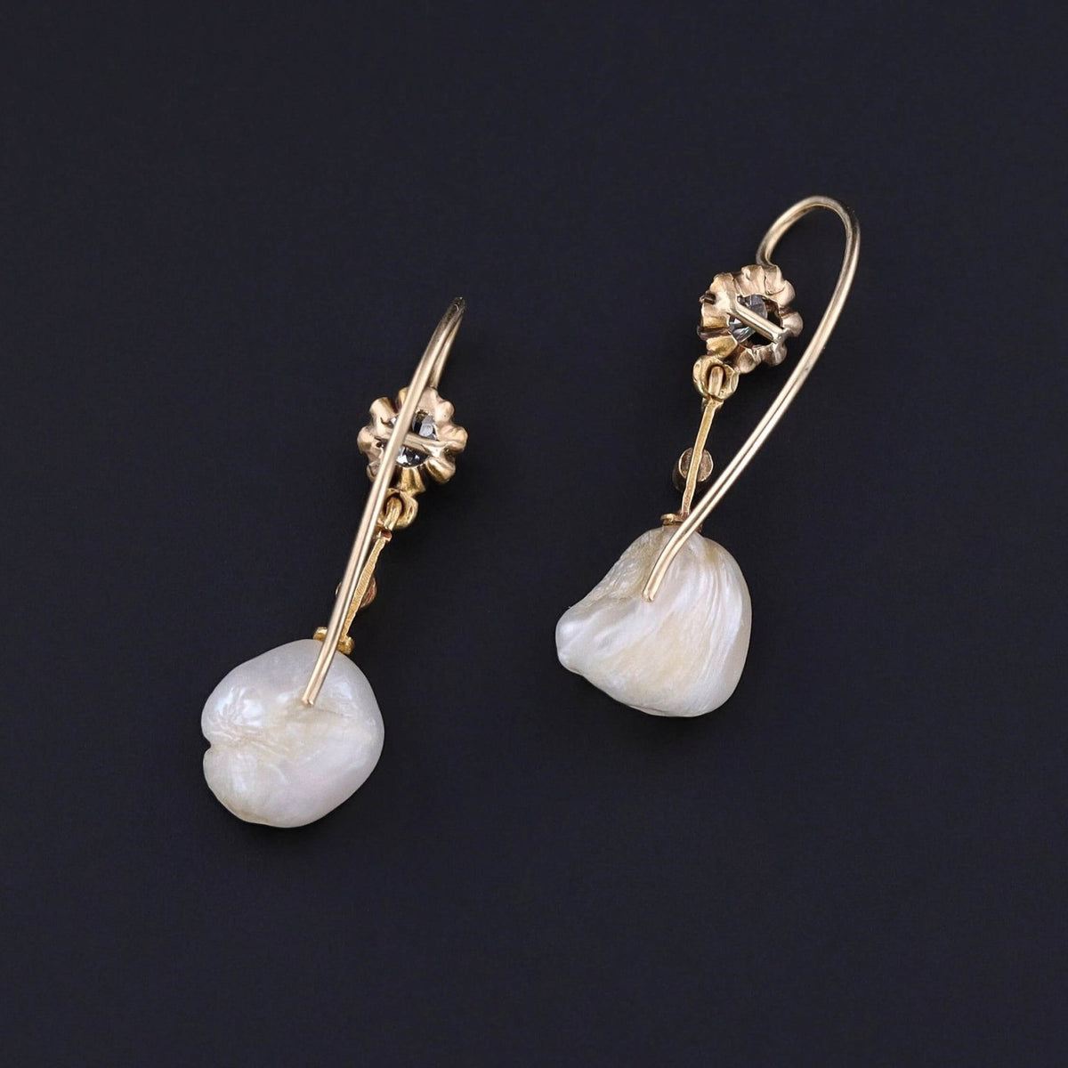 Antique Pearl &amp; Diamond Earrings - Trademark Antiques