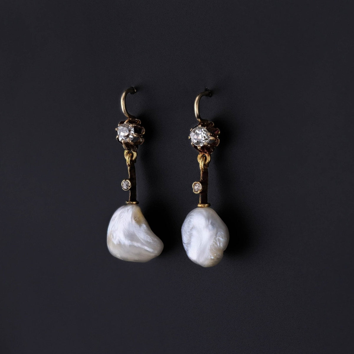 Antique Pearl &amp; Diamond Earrings - Trademark Antiques