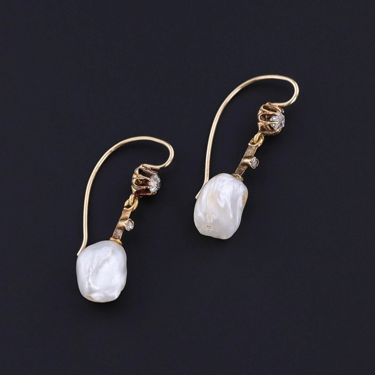 Antique Pearl &amp; Diamond Earrings - Trademark Antiques