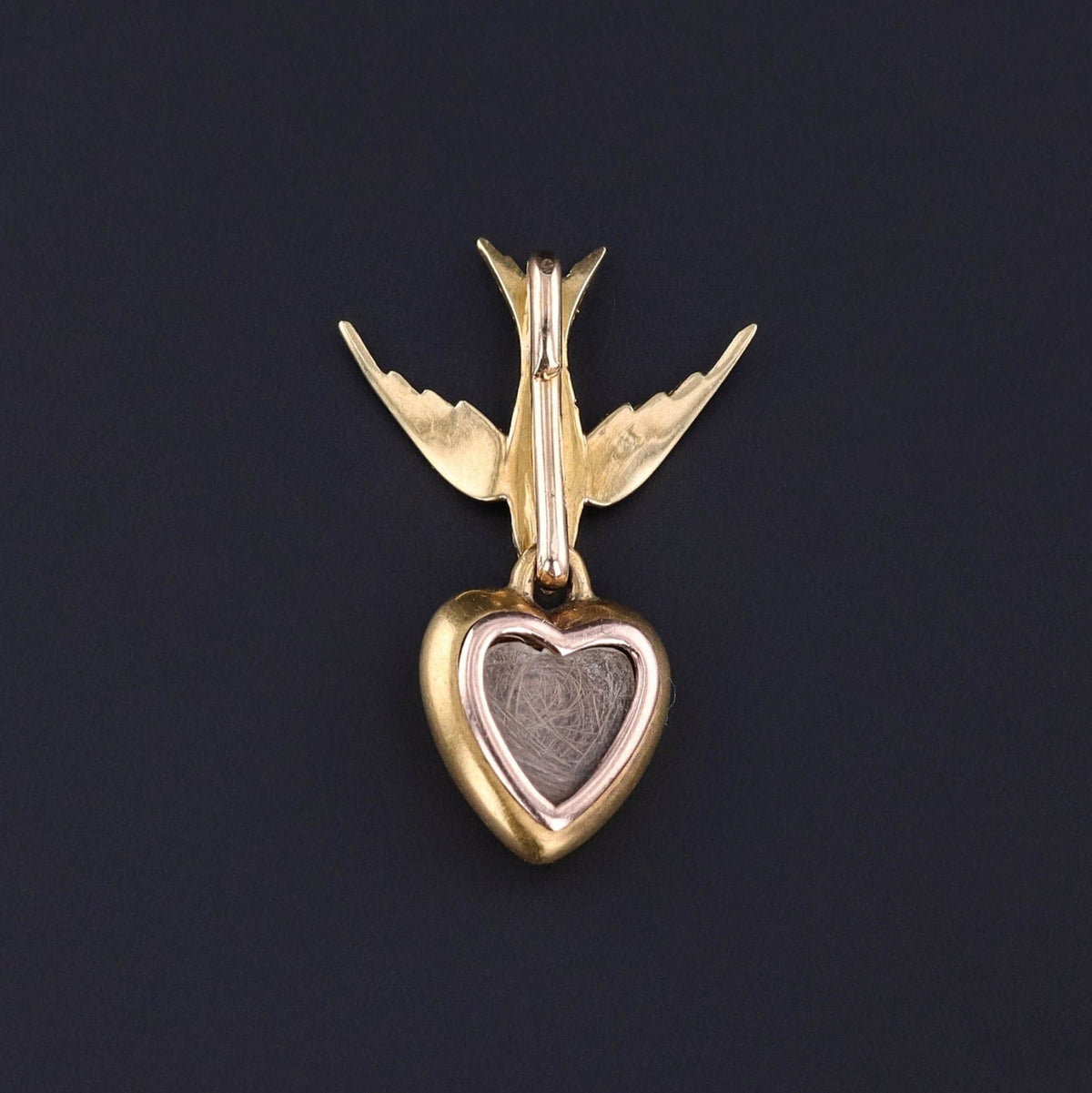 Antique Pearl Dove and Heart Pendant of 14k Gold - Trademark Antiques