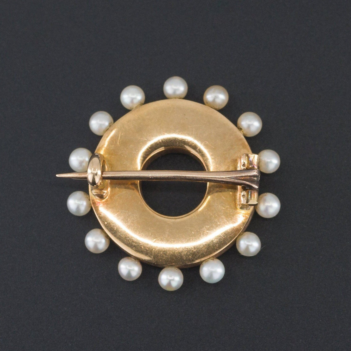 Antique Pearl &amp; Enamel Brooch | 14k Gold Brooch - Trademark Antiques
