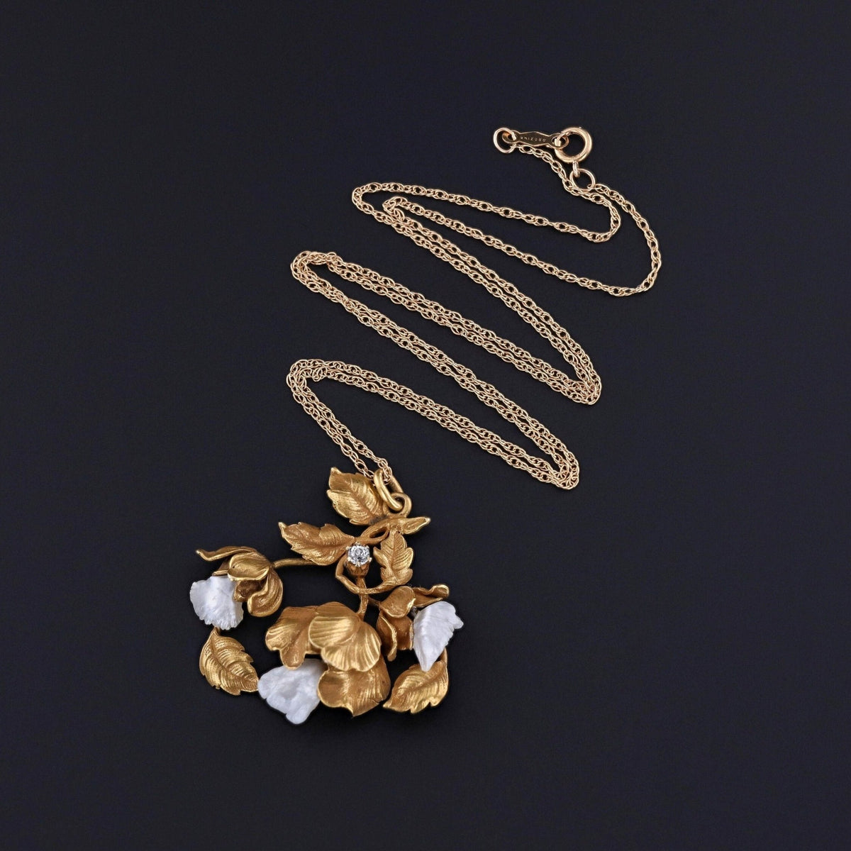 Antique Pearl Flower Pendant of 14k Gold - Trademark Antiques