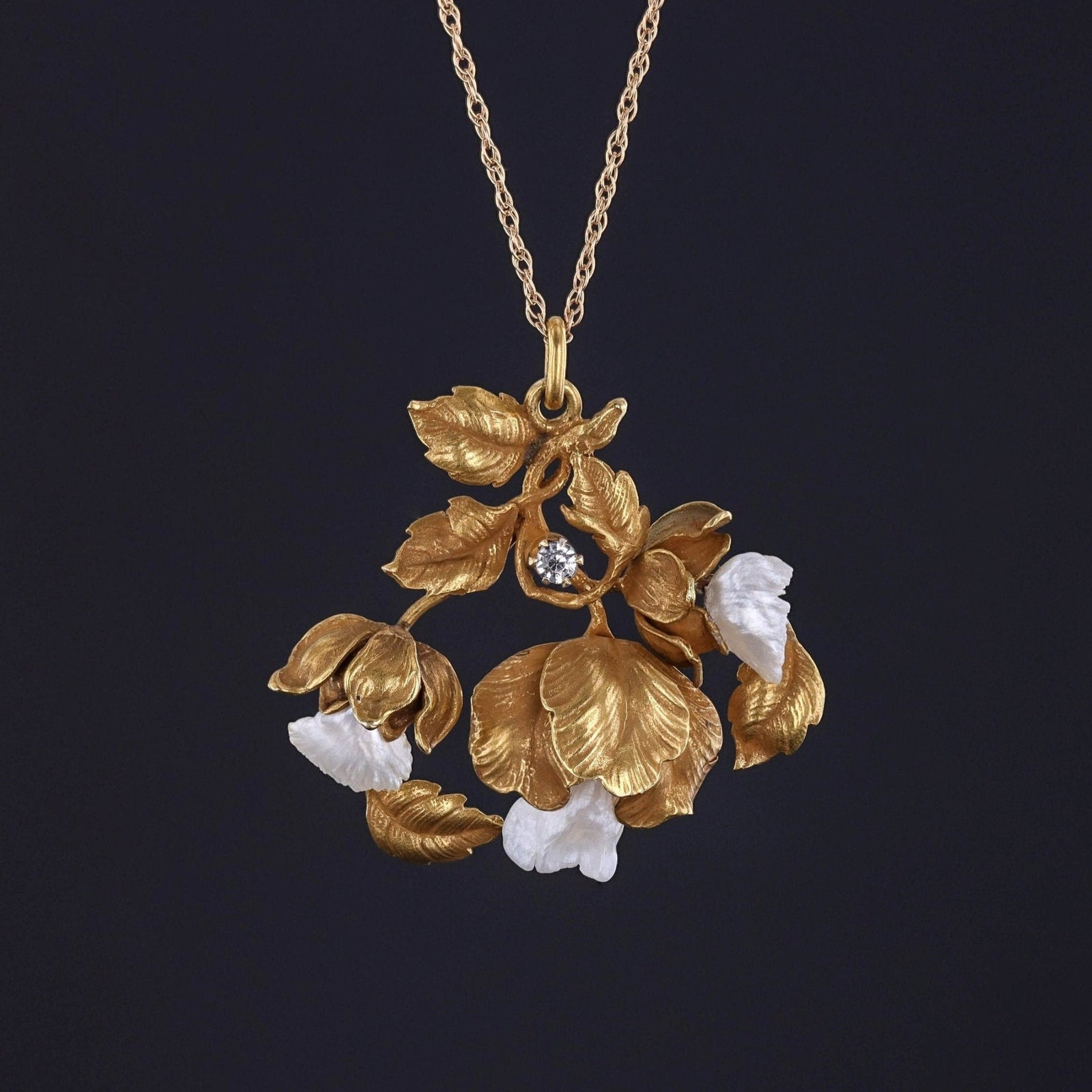 Antique Pearl Flower Pendant of 14k Gold - Trademark Antiques