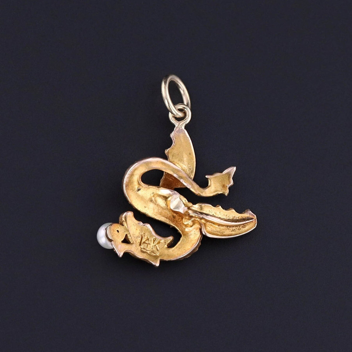 Antique Pearl Griffin Conversion Charm of 14k Gold - Trademark Antiques