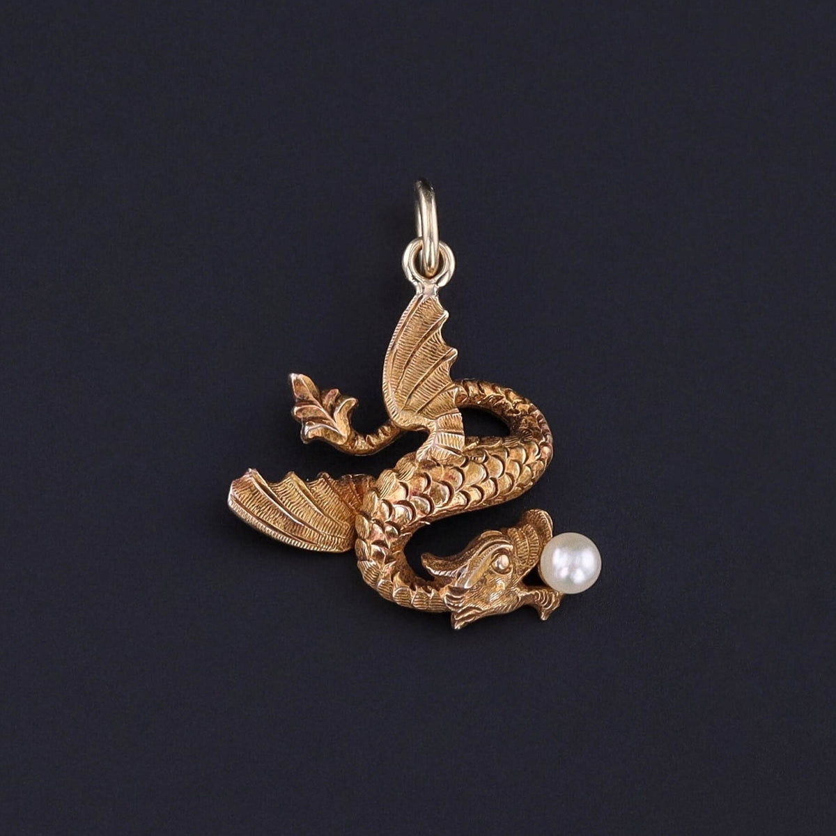 Antique Pearl Griffin Conversion Charm of 14k Gold - Trademark Antiques