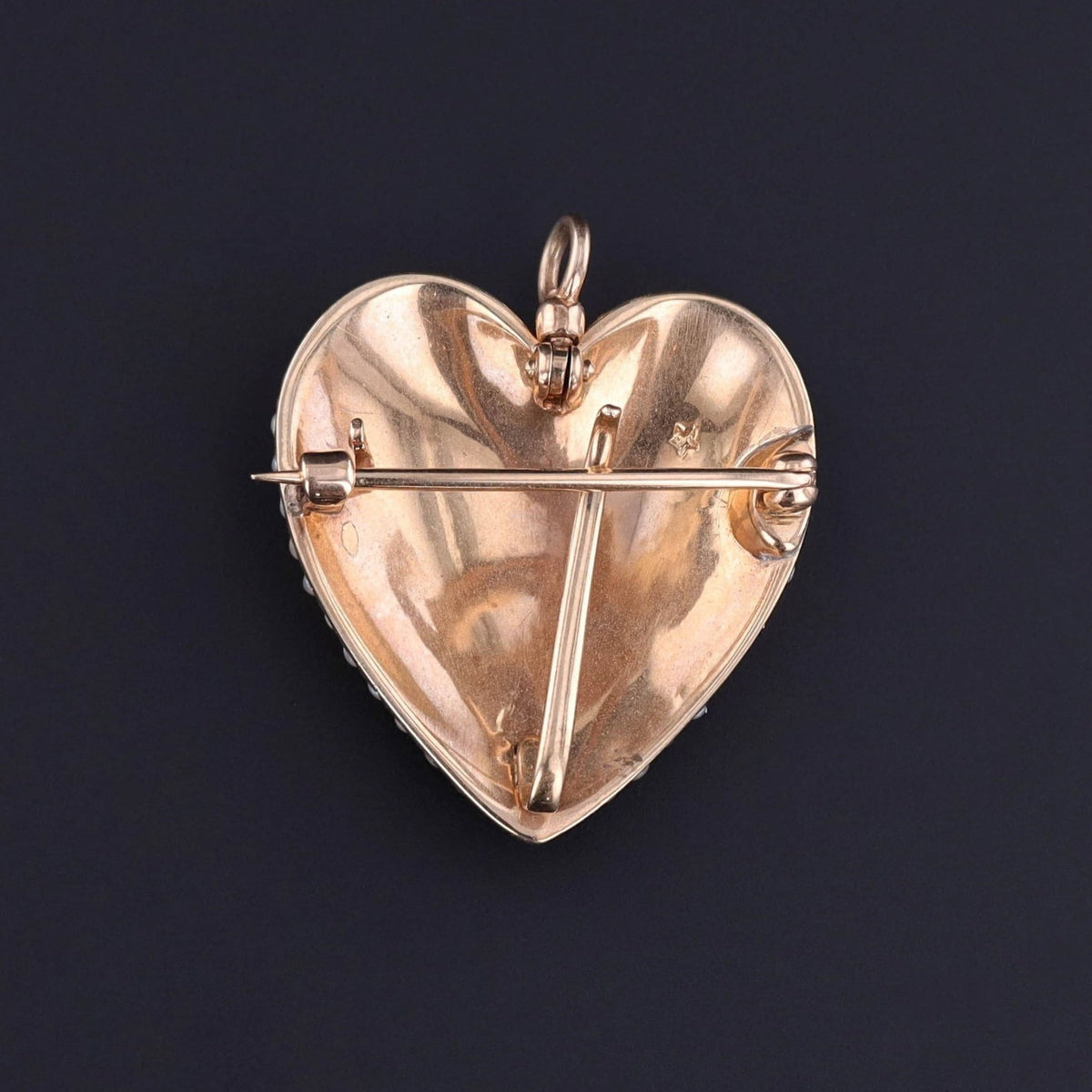 Antique Pearl Heart Pendant or Brooch of 10k Gold - Trademark Antiques