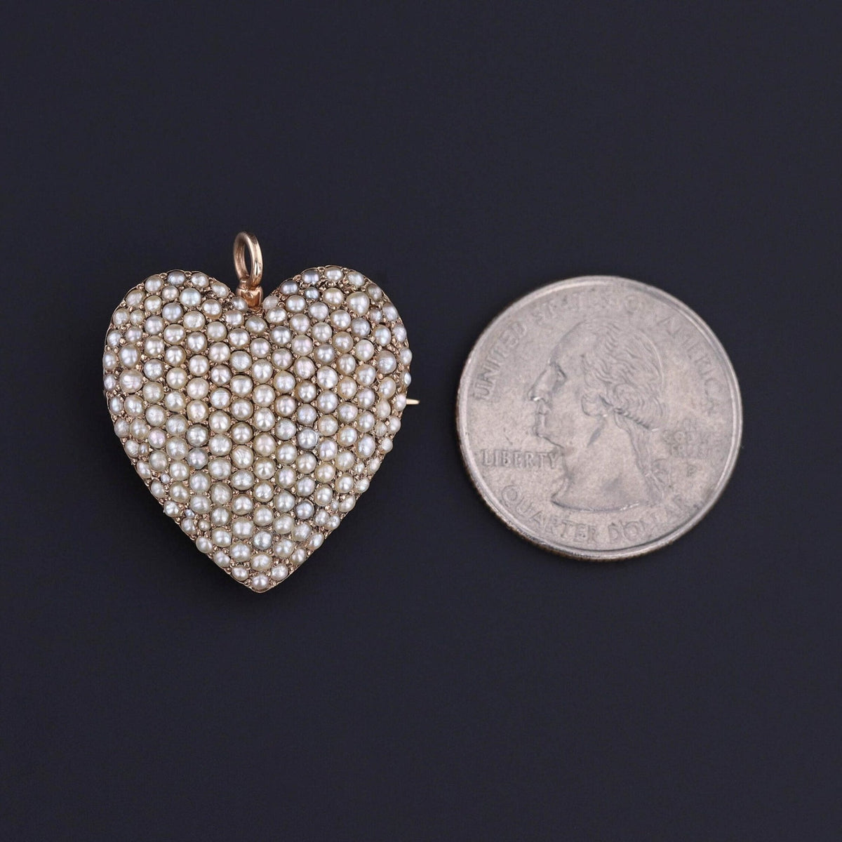 Antique Pearl Heart Pendant or Brooch of 10k Gold - Trademark Antiques